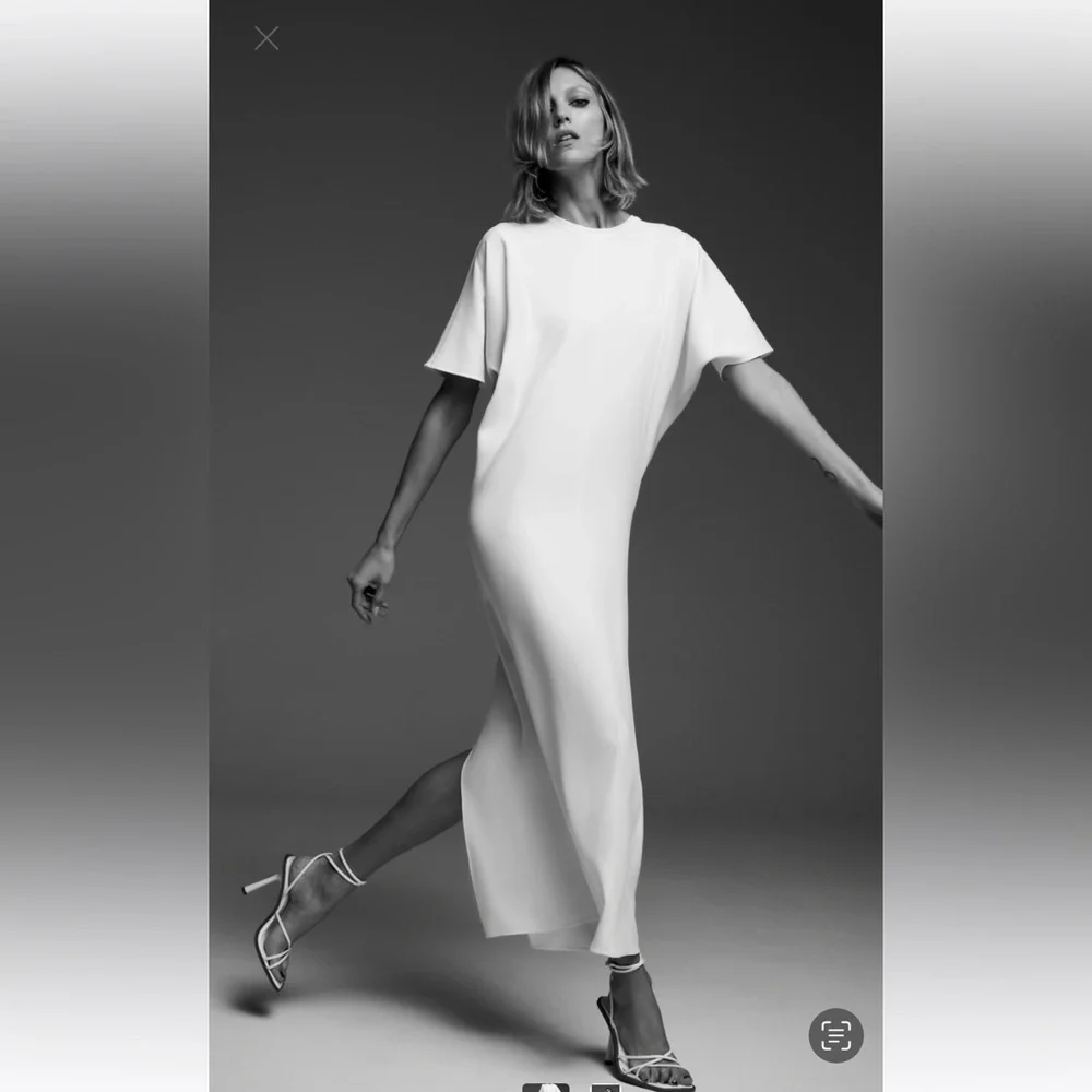NWT ZARA Flowy Midi Dress Elegant White Maxi Dress - Picture 3 of 14